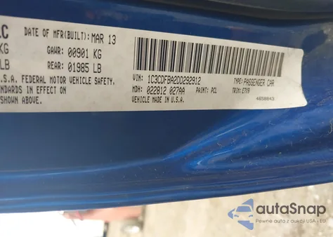 2013 Dodge Dart Sxt из США, поврежденный, VIN 1C3CDFBA2DD292912